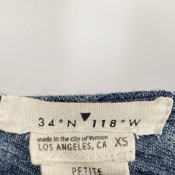 Anthropologie Linen Maxi Dress Side Slits Short Sleeve Slate Blue Space Dye XS P - Picture 5 of 9